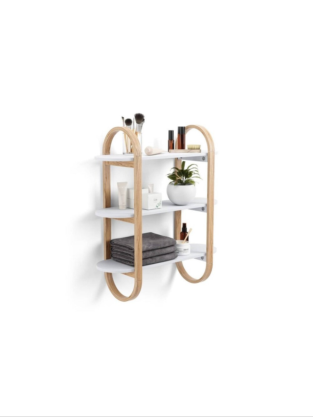 Umbra Wood & White 3-Tier Wall Shelf for Bathroom